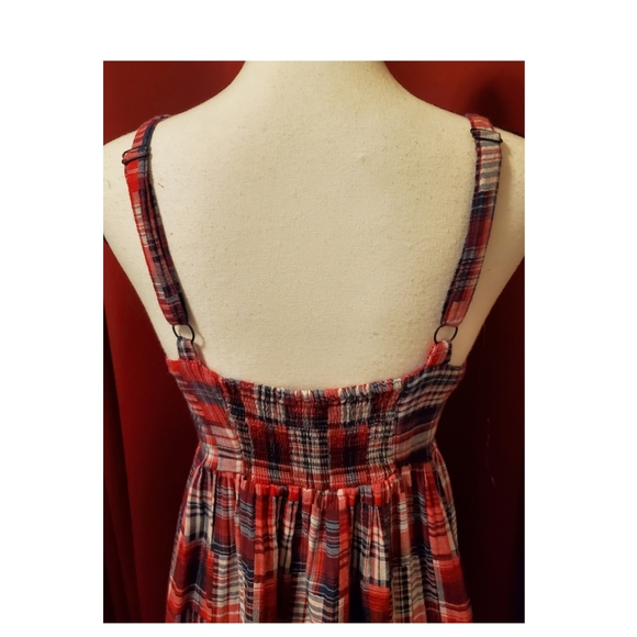 Faded Glory Red Plaid Sleeveless Dress US 10 - Picture 5 of 7